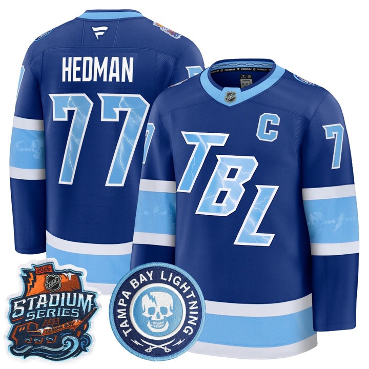 Men's Tampa Bay Lightning #77 Victor Hedman Blue 2026 Stadium Series Stitched Jersey