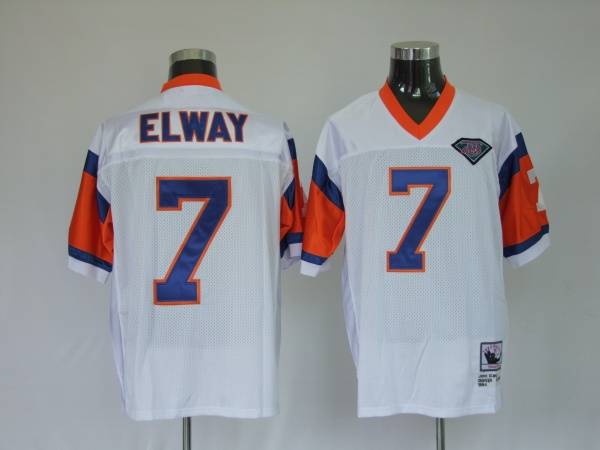 Mitchel & Ness Broncos Active Player Custom White With 75 Anniversary Patch Stitched Throwback NFL Jersey