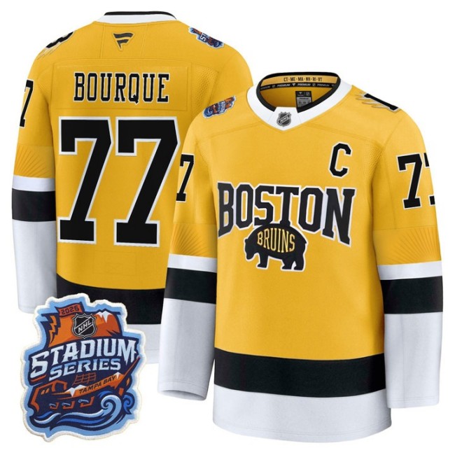 Men's Boston Bruins #77 Ray Bourque Gold 2026 Stadium Series Authentic Stitched Jersey