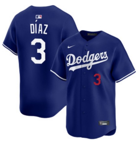 Men's Los Angeles Dodgers #3 Edwin Diaz Royal Alternate Nike Limited Stitched Baseball Jersey