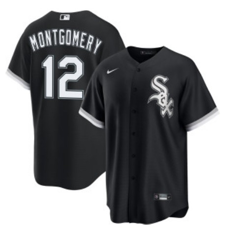 Men's Chicago White Sox #12 Colson Montgomery Black Alternate Cool Base Stitched Jersey