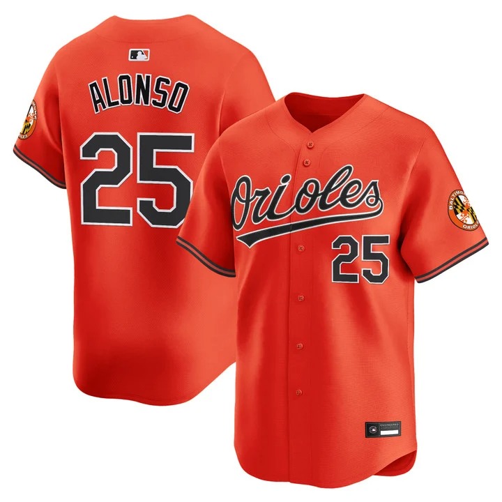 Men's Baltimore Orioles #25 Pete Alonso Orange Nike Limited Stitched Baseball Jersey
