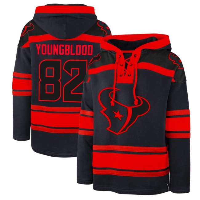 Men's Houston Texans #82 Youngblood Black Stitched Must-Have Lace-Up Pullover Hoodie