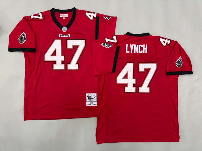 Men's Tampa Bay Buccaneers #47 John Lynch Red 'MN' Throwback 2002 Stitched Football Jersey