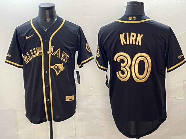 Men's Toronto Blue Jays #30 Alejandro Kirk Black Gold Limited Stitched Baseball Jersey