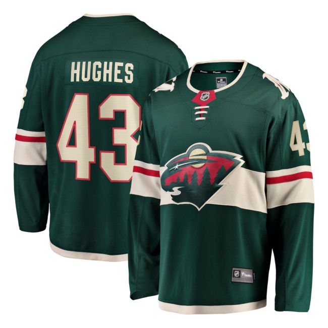 Men's Minnesota Wild #43 Quinn Hughes Green Home 2025 Stitched Breakaway Jersey