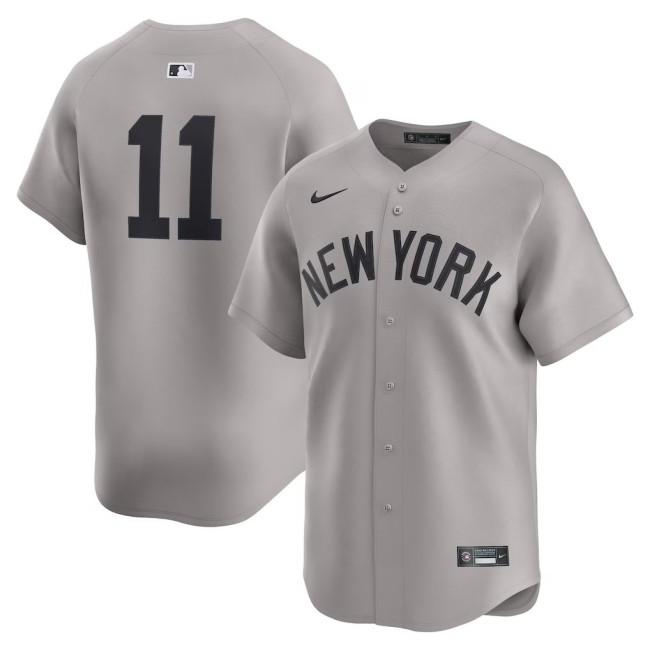 Men's New York Yankees #11 Anthony Volpe Gray Nike Road No Name Limited Player Jersey