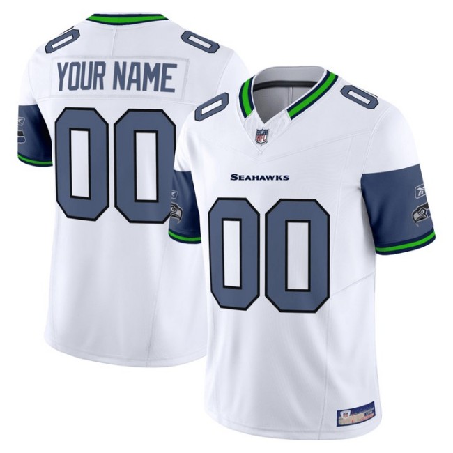 Men's Seattle Seahawks Custom White Reebok F.U.S.E. Vapor Limited Stitched Jersey