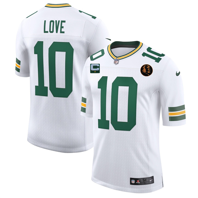 Men's Green Bay Packers #10 Jordan Love White 2025 With John Madden Patch New Vapor Untouchable Limited Stitched Football Jersey