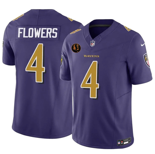 Men's Baltimore Ravens #4 Zay Flowers Purple 2025 F.U.S.E. With John Madden Patch Limited Football Jersey