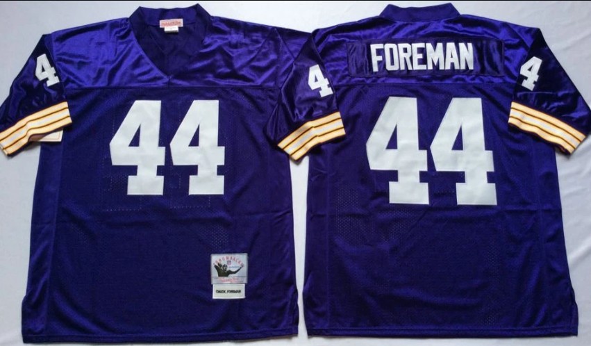 Men's Minnesota Vikings #44 Chuck Foreman Purple Throwback Stitched Jersey