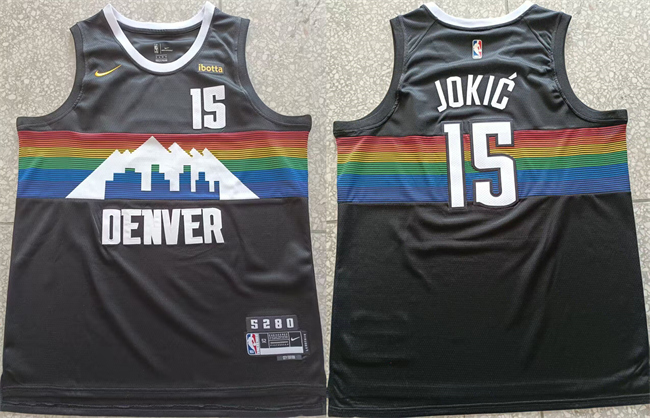 Men's Denver Nuggets #15 Nikola Jokic Black Stitched Basketball Jersey
