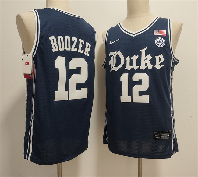 Men's Duke Blue Devils #12 Cameron Boozer Navy Stitched Basketball Jersey