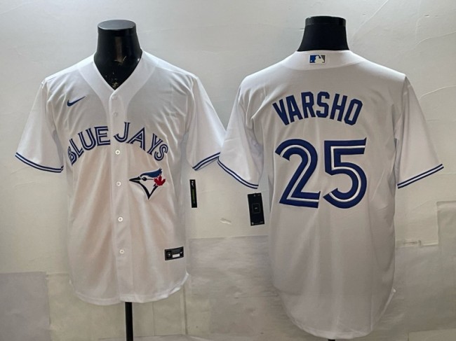 Men's Toronto Blue Jays #25 Daulton Varsho White Home Cool Base Stitched Baseball Jersey