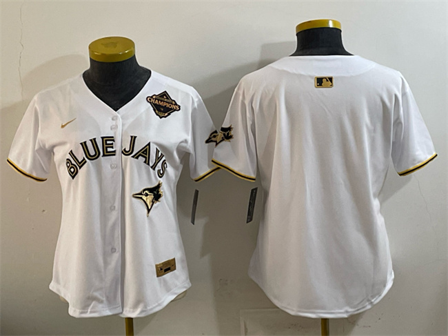 Youth Toronto Blue Jays Blank White Gold 2025 American League Champions Limited Stitched Baseball Jersey