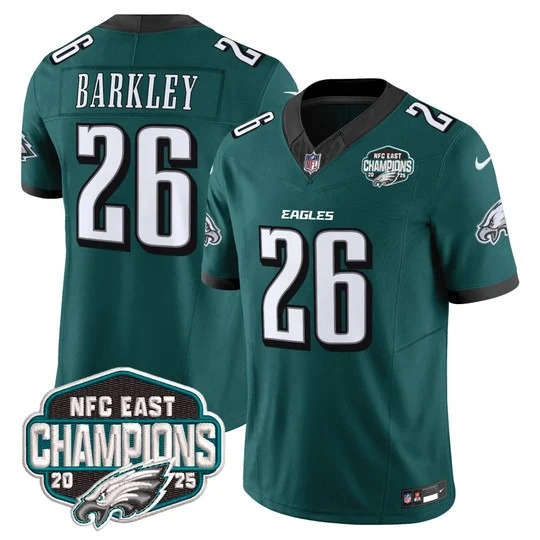 Men's Philadelphia Eagles #26 Saquon Barkley Green F.U.S.E. 2025 NFC East Division Champions Vapor Limited Stitched Jersey