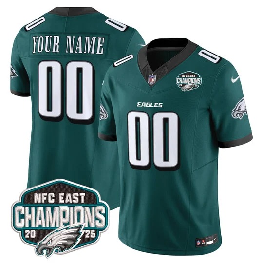 Men's & Women's & Youth Philadelphia Eagles Custom Green F.U.S.E. 2025 NFC East Division Champions Vapor Limited Stitched Jersey