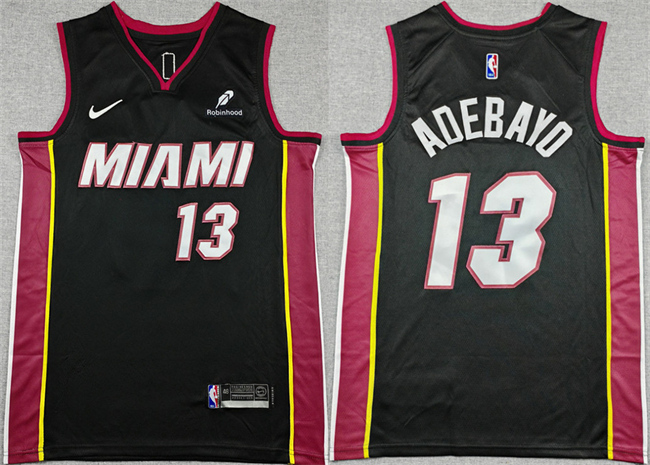 Men's Miami Heat #13 Bam Adebayo Black Icon Edition Stitched Basketball Jersey