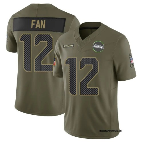 Men's Seattle Seahawks #12 Fan Olive 2025 Salute to Service F.U.S.E. Vapor Limited Stitched Jersey