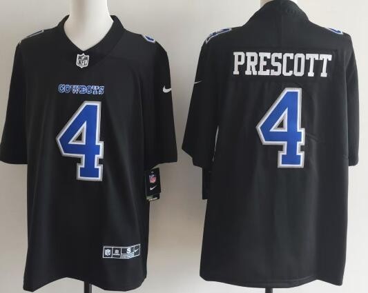 Men's Dallas Cowboys #4 Dak Prescott Black Fashion Vapor Limited Stitched Jersey
