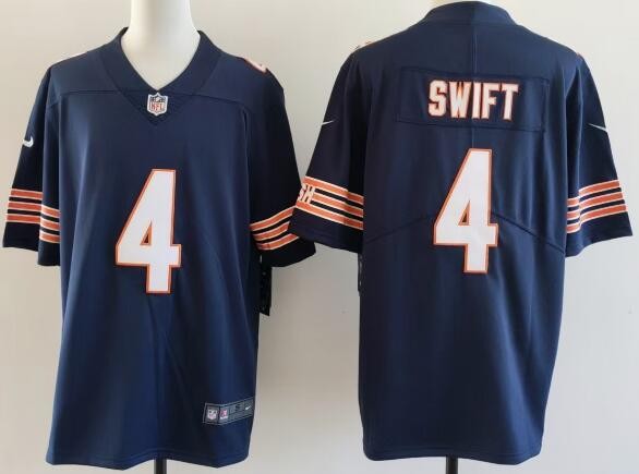 Men's Chicago Bears #4 D'Andre Swift Navy Vapor Limited Stitched Jersey