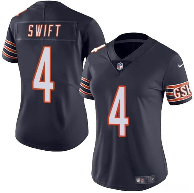 Women's Chicago Bears #4 D’Andre Swift Navy Vapor Untouchable Limited Stitched Jersey
