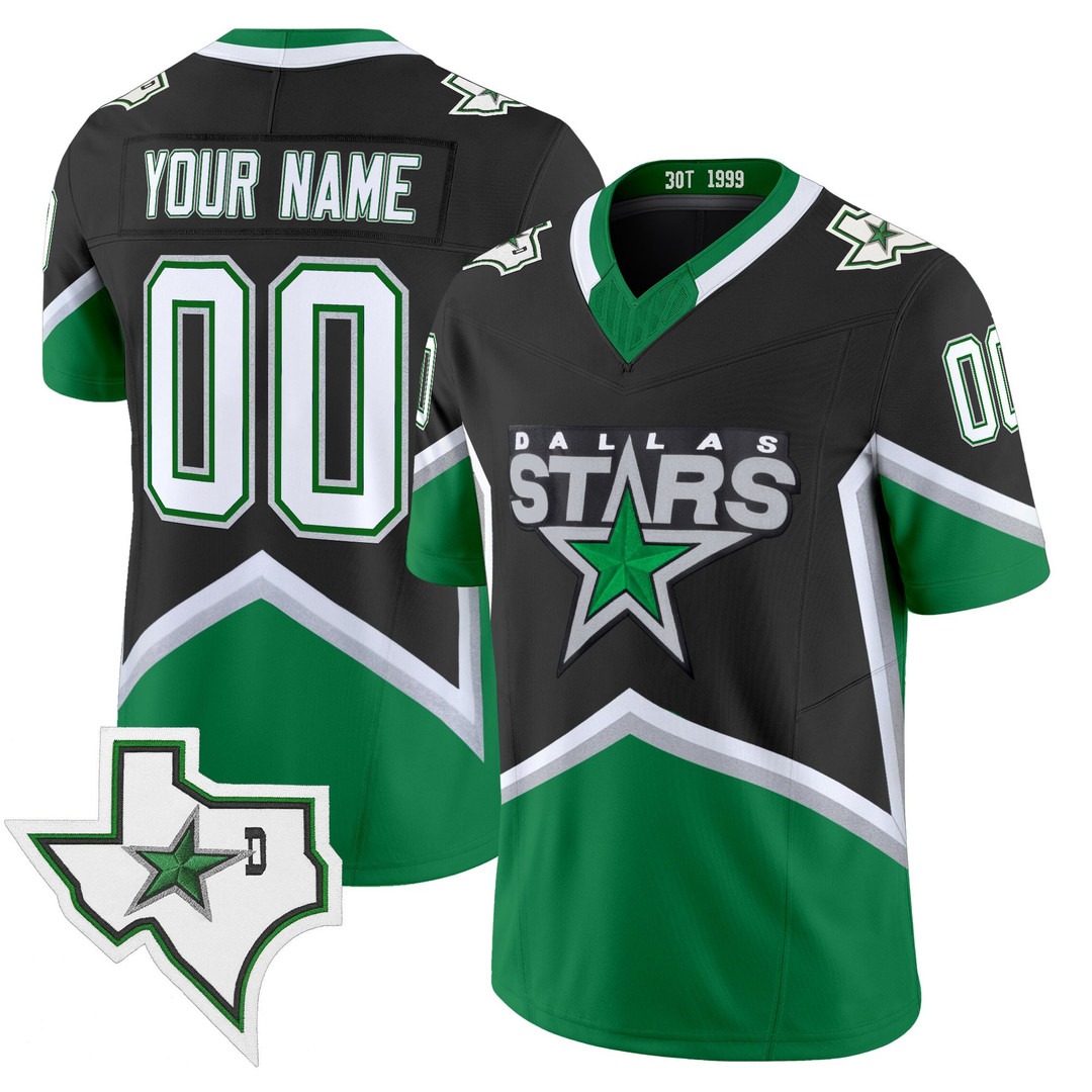 Men's & Women's & Youth Dallas Stars Custom Black '99 Throwback Vapor Stitched Football Style Jersey
