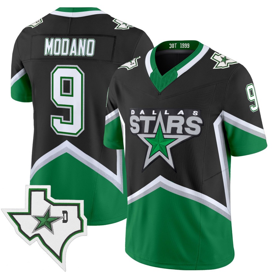 Men's & Women's & Youth Dallas Stars #9 Mike Modano Black '99 Throwback Vapor Stitched Football Style Jersey