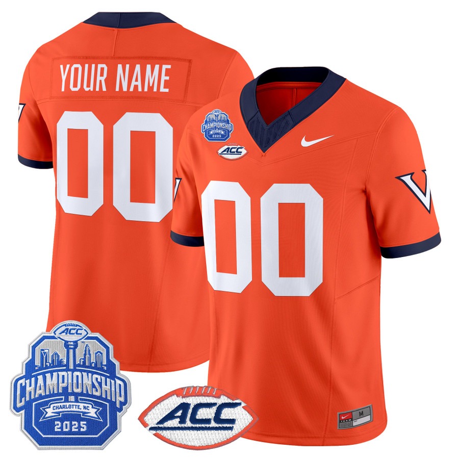 Men's & Women's & Youth Virginia Cavaliers Custom Orange 1995 Throwbacks Vapor Limited Stitched Jersey - 2025 ACC Championship Patch