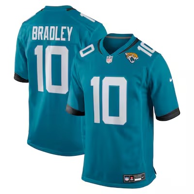 Men's Jacksonville Jaguars #10 Carter Bradley Teal Nike Team Game Jersey