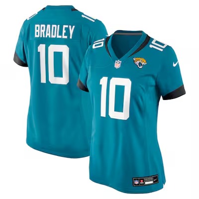 Women's Jacksonville Jaguars #10 Carter Bradley Teal Nike Team Game Jersey