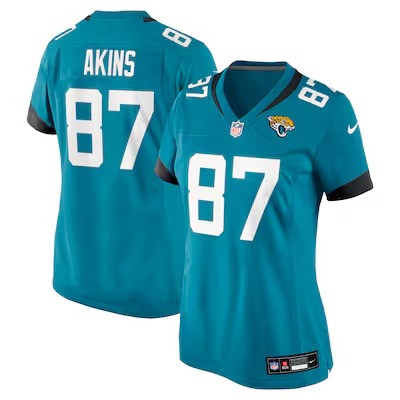 Women's Jacksonville Jaguars #87 Jordan Akins Teal Nike Team Game Jersey