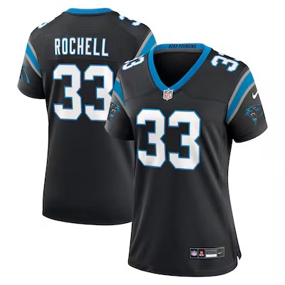 Women's Carolina Panthers #33 Robert Rochell Black Nike Team Game Jersey