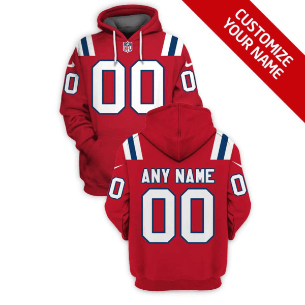 Men's New England Patriots Active Player Custom 2025 Red Pullover Hoodie