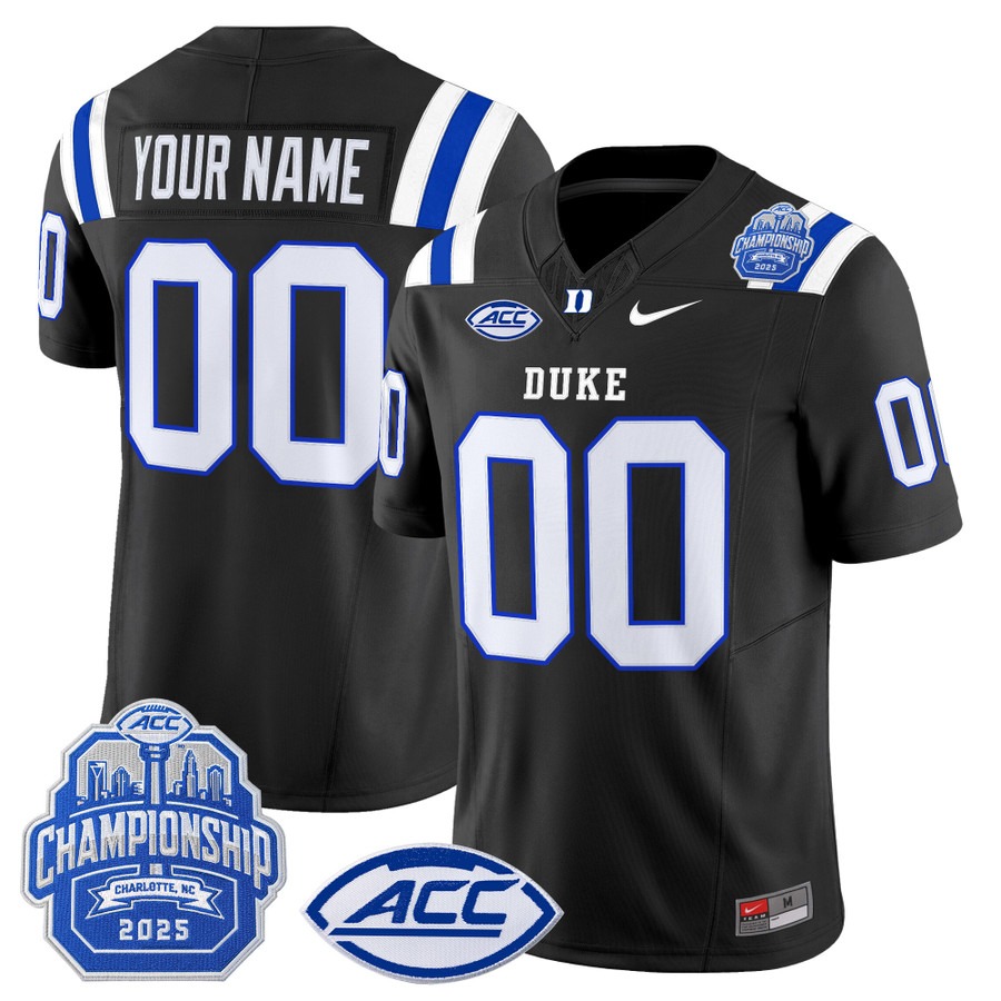Men's & Women's & Youth Duke Blue Devils Custom 2025 ACC Championship F.U.S.E. Vapor Limited Stitched football Jersey Black