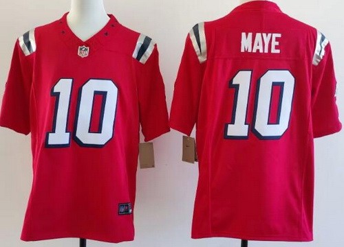 Men's New England Patriots #10 Drake Maye Limited Red Fashion Nike FUSE Vapor Stitched Jersey