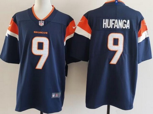 Men's Denver Broncos #9 Talanoa Hufanga Limited Navy Nike Vapor Stitched Jersey