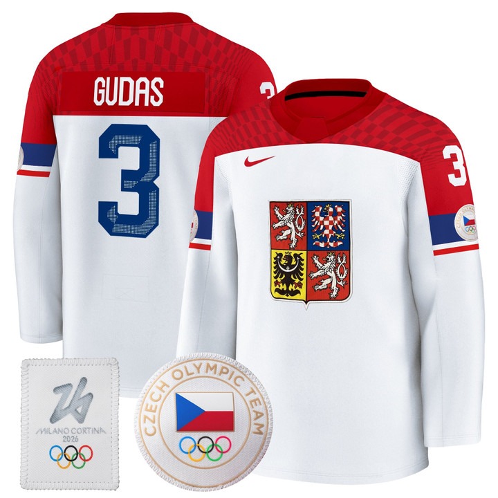 Men's Czechia Hockey 2026 Olympic #3 Radko Gudas White Premium Nike Stitched Jersey