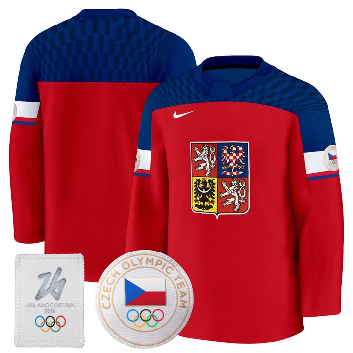 Men's Czechia Hockey 2026 Olympic Blank Red Premium Nike Stitched Jersey