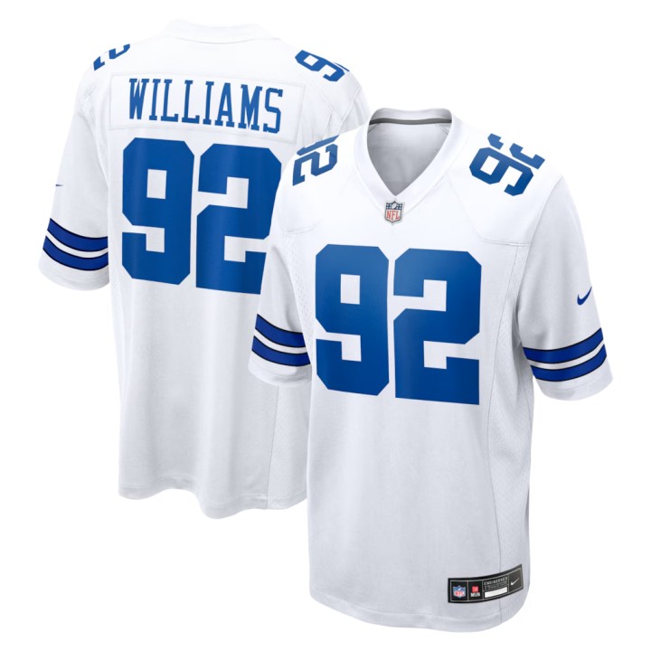Men's Dallas Cowboys #92 Quinnen Williams White Nike Road Game Jersey