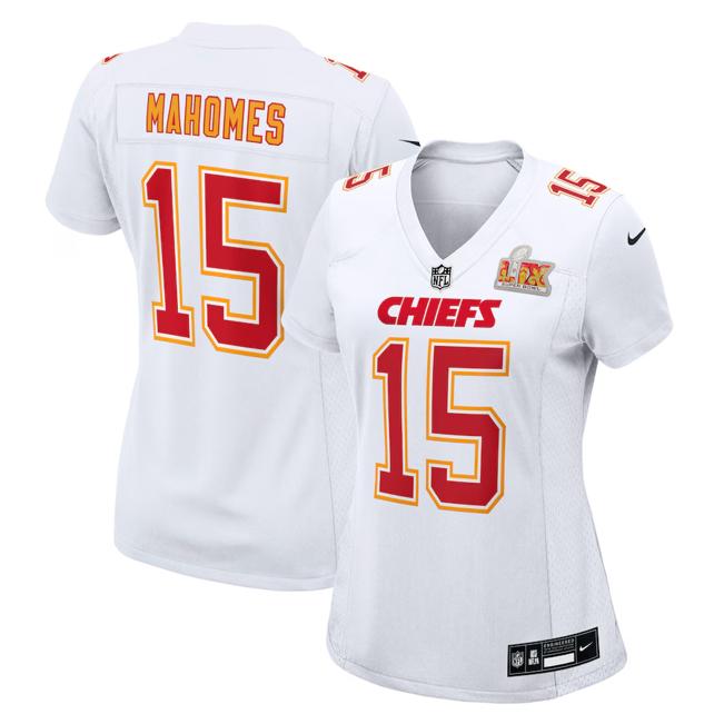 Women's Patrick Mahomes Kansas City Chiefs Nike Super Bowl LIX Fashion Game Jersey - Tundra White