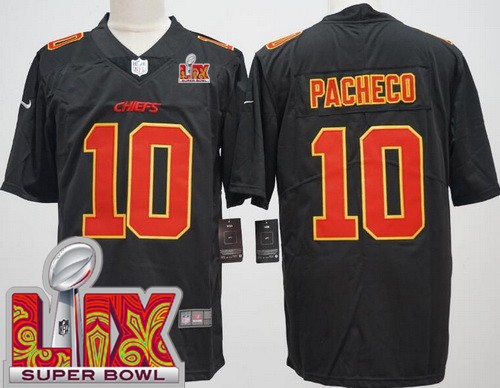 Men's Kansas City Chiefs #10 Isiah Pacheco Nike Limited Black Fashion Super Bowl LIX Vapor NFL Stitched Jersey