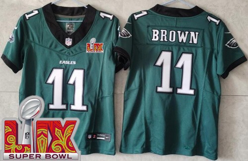 Youth Philadelphia Eagles #11 AJ Brown Nike Limited Green Super Bowl LIX Vapor FUSE NFL Stitched Jersey