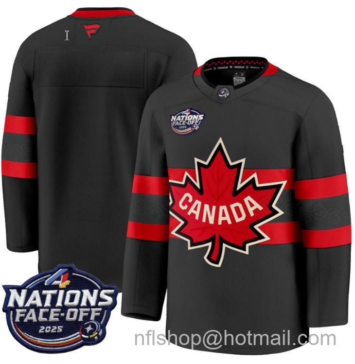 Men's Canada Blank Black 4 Nations Face-Off 2025 Stitched Jersey