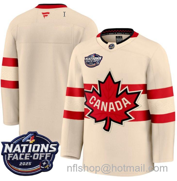 Men's Canada Blank Cream 4 Nations Face-Off 2025 Stitched Jersey