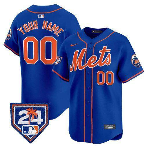 Men's New York Mets Active Player Custom Royal 2024 Spring Training V2 Limited Stitched Baseball Jersey