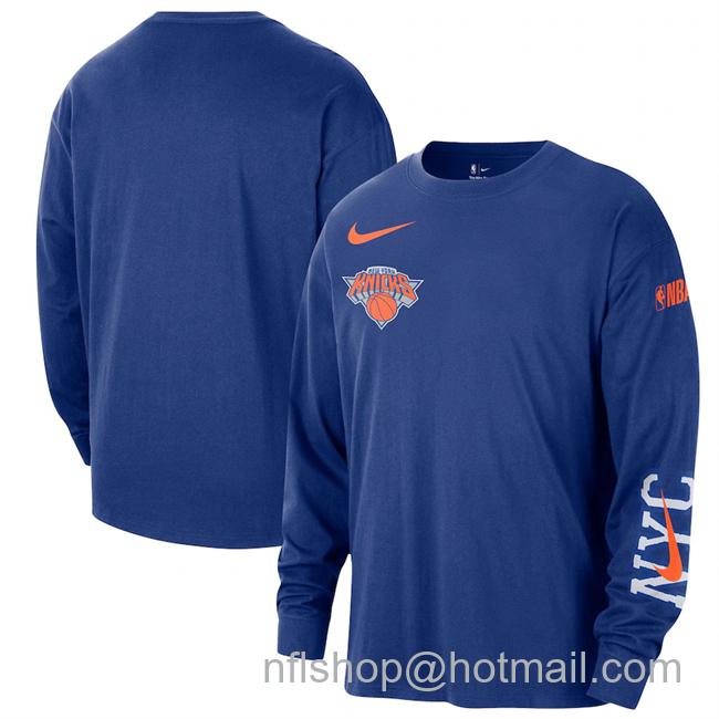 Men's New York Knicks Royal 2020_21 City Edition Essential Logo Long Sleeve T-Shirt