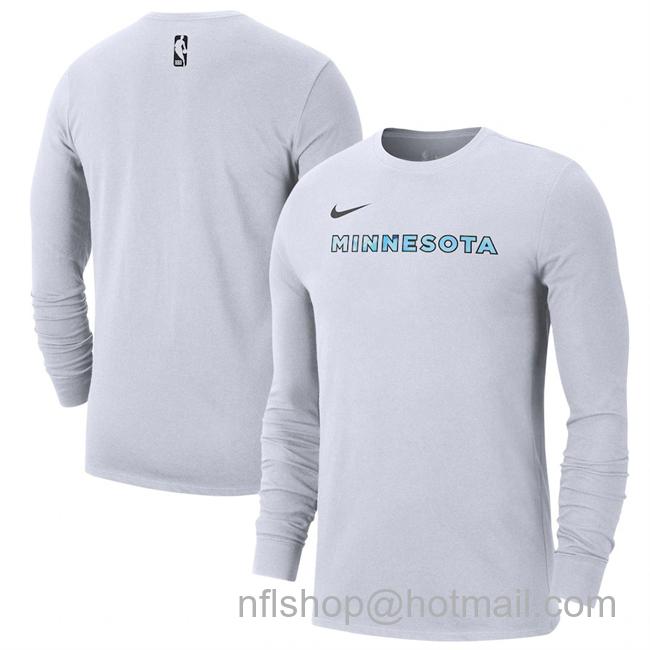 Men's Minnesota Timberwolves White 2024-25 City Edition Essential Logo Long Sleeve T-Shirt