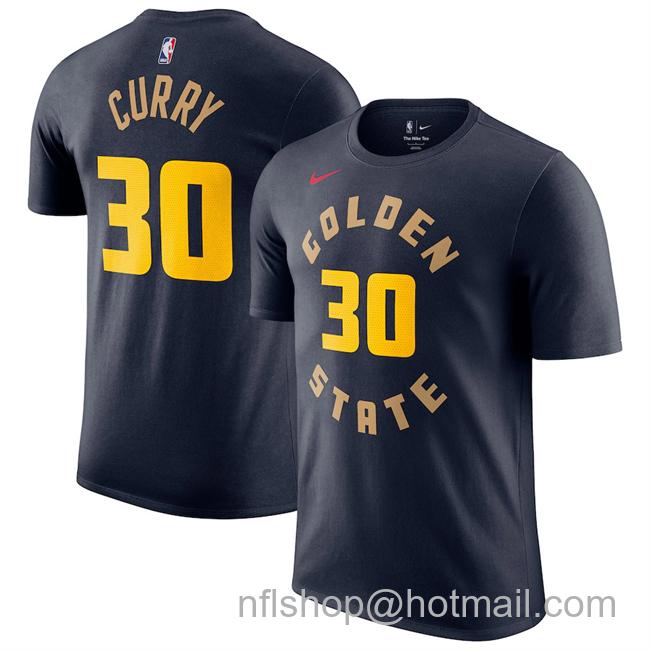 Men's Golden State Warriors #30 Stephen Curry Navy 2024-25 City Edition Name & Number T-Shirt
