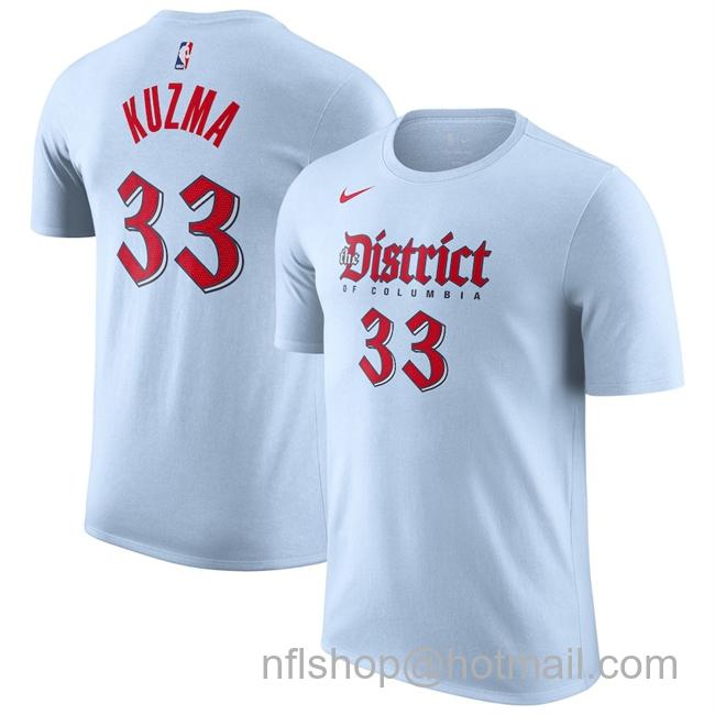 Men's Washington Wizards #33 Kyle Kuzma Powder Blue 2024-25 City Edition Name & Number T-Shirt